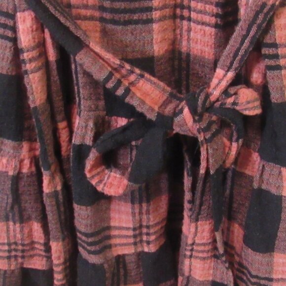 Anthropologie Cloth & Stone Red & Black Plaid Tied at Waist Dress, Size M  E1112 - Picture 2 of 7